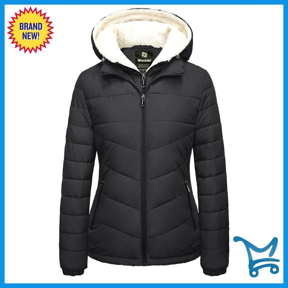 Quilted Puffer Jacket Hooded Fleece Warm Winter Coat Chic Oversized